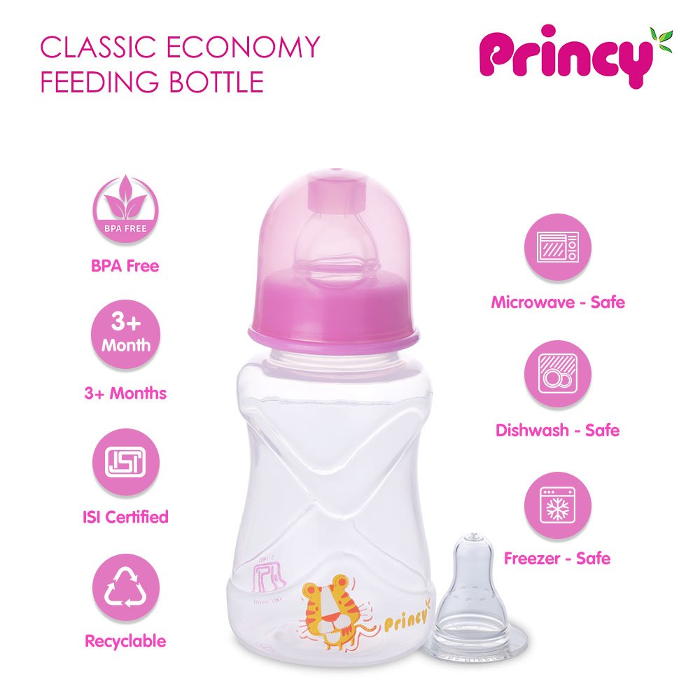 Princy Classic BPA-Free Economy Feeding Bottle - 125ml (Pink) - Image 2